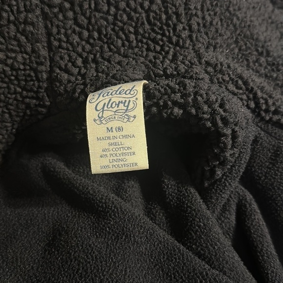 𝅺faded Glory Black Sherpa Lined kids Hooded zip up Jacket - Picture 4 of 4